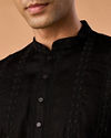 Manyavar Men Elegant Black Linen Short Kurta