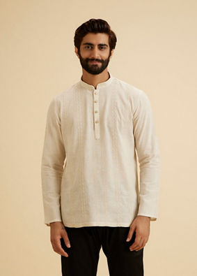 Manyavar Men Beige Bliss Linen Kurta