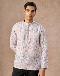 Manyavar Men Cream Blended Cotton Short Kurta