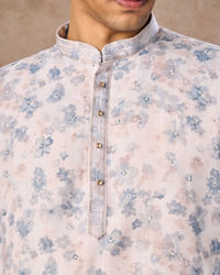 Manyavar Men Cream Blended Cotton Short Kurta