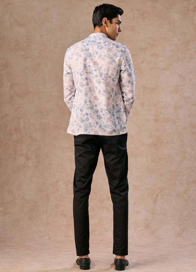 Manyavar Men Cream Blended Cotton Short Kurta