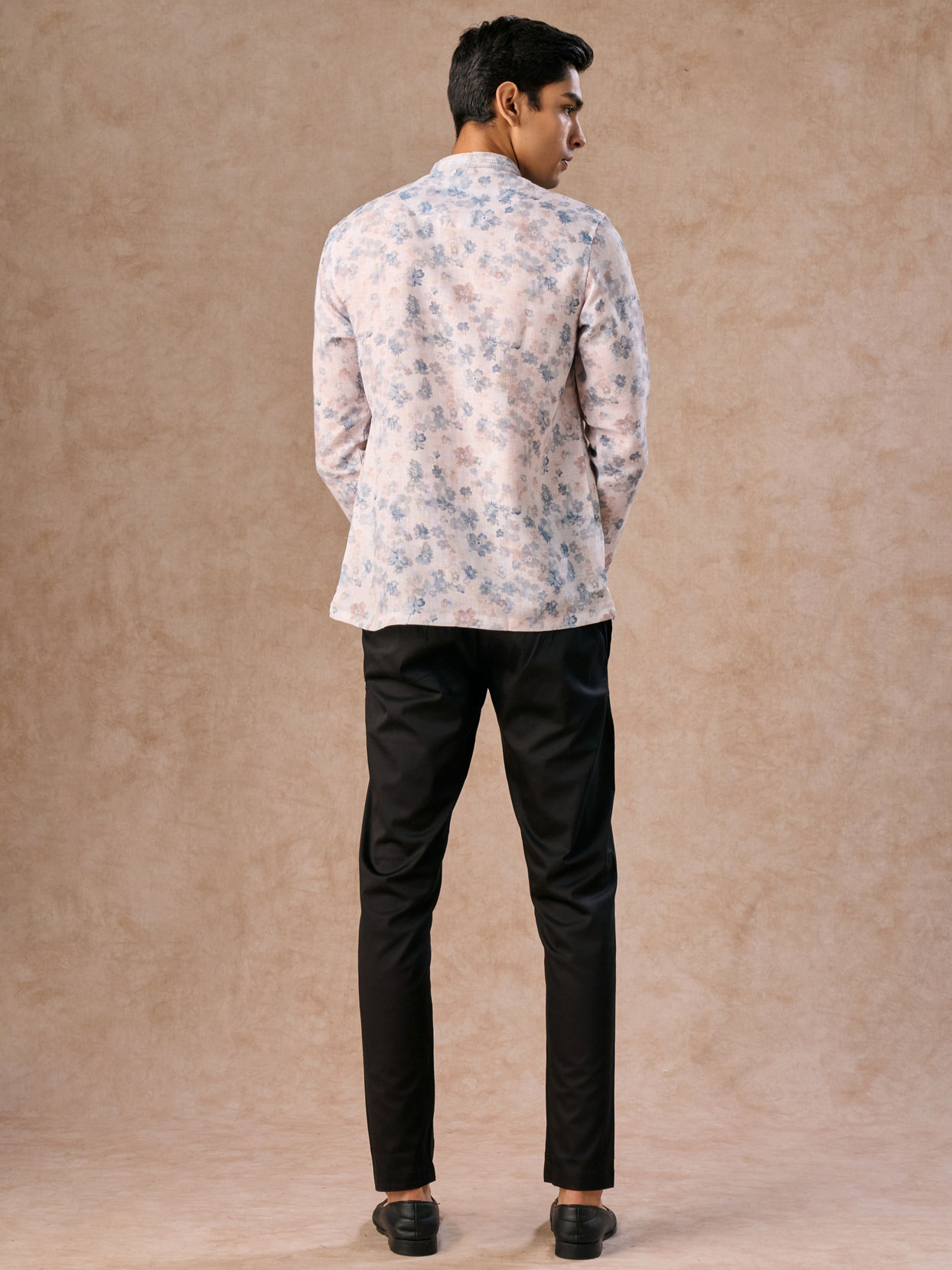 Manyavar Men Cream Blended Cotton Short Kurta