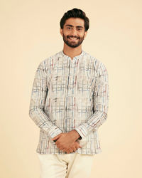 Manyavar Men Knit Cream Short Kurta