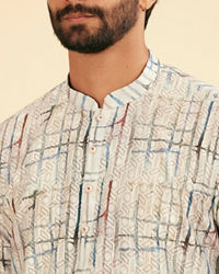 Manyavar Men Knit Cream Short Kurta
