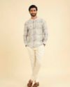 Manyavar Men Knit Cream Short Kurta
