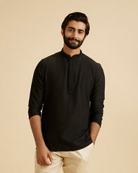 Manyavar Men Black Elegance Short Kurta