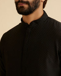 Manyavar Men Black Elegance Short Kurta