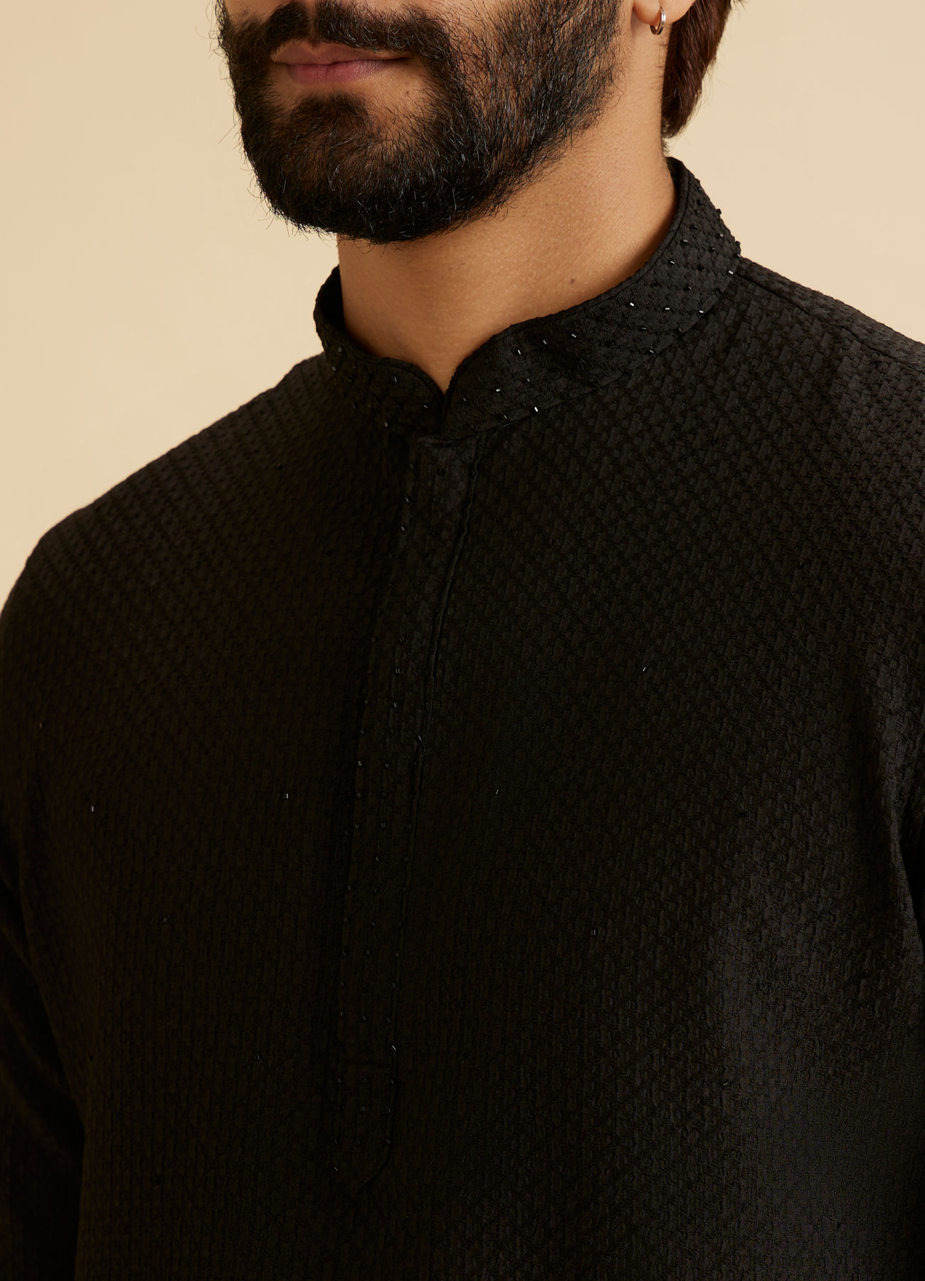 Manyavar Men Black Elegance Short Kurta