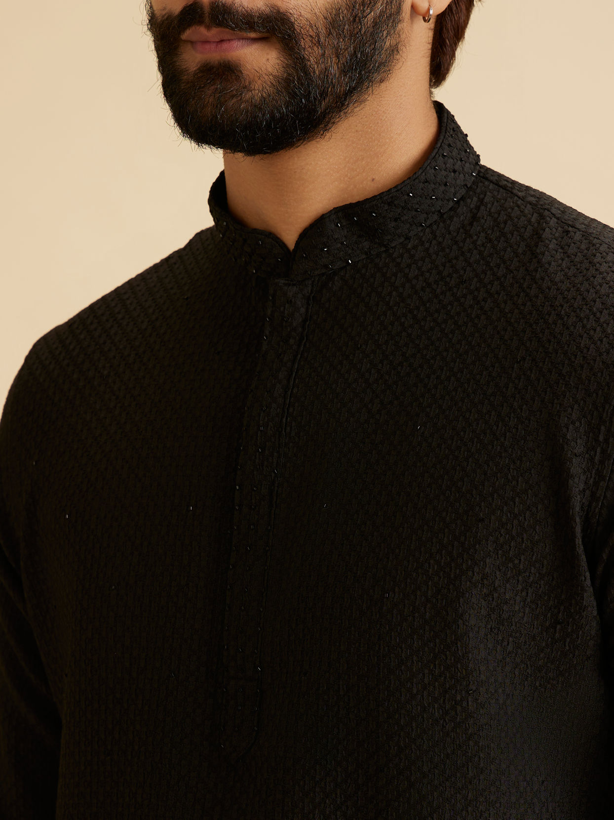 Manyavar Men Black Elegance Short Kurta
