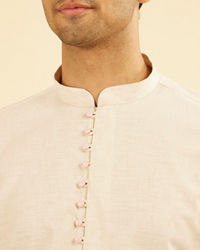 Manyavar Men Beige Radiance Cotton Short Kurta