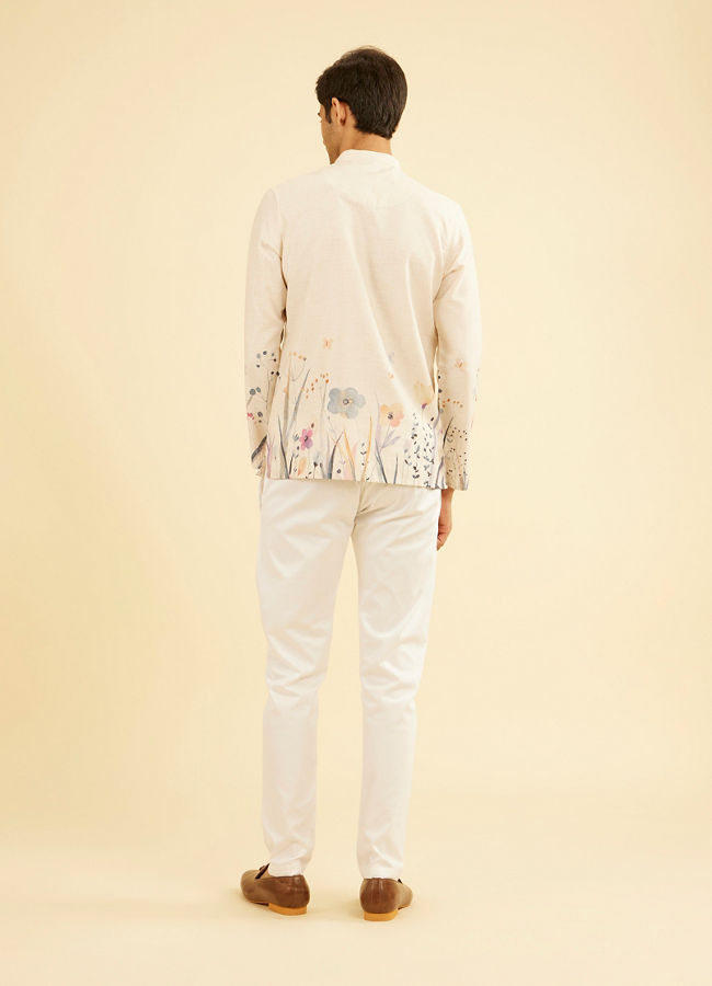 Manyavar Men Beige Radiance Cotton Short Kurta