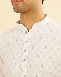Manyavar Men White Cotton Short Kurta Elegance