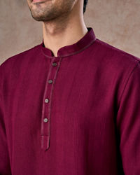 Manyavar Men Wine Rayon Short Kurta