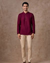 Manyavar Men Wine Rayon Short Kurta