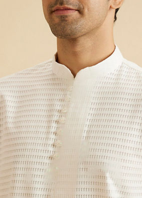 Manyavar Men Elegance White Short Kurta
