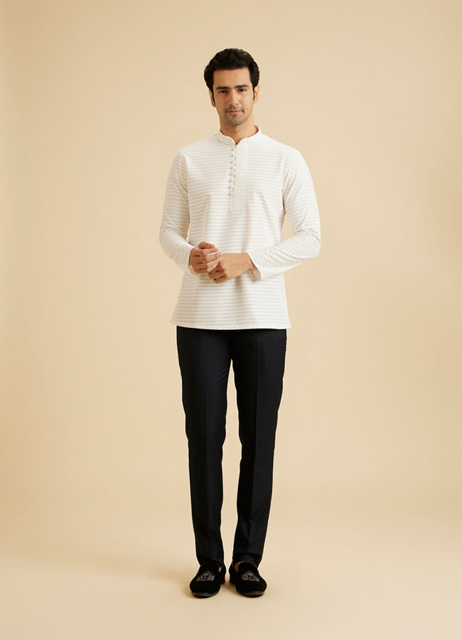 Manyavar Men Elegance White Short Kurta