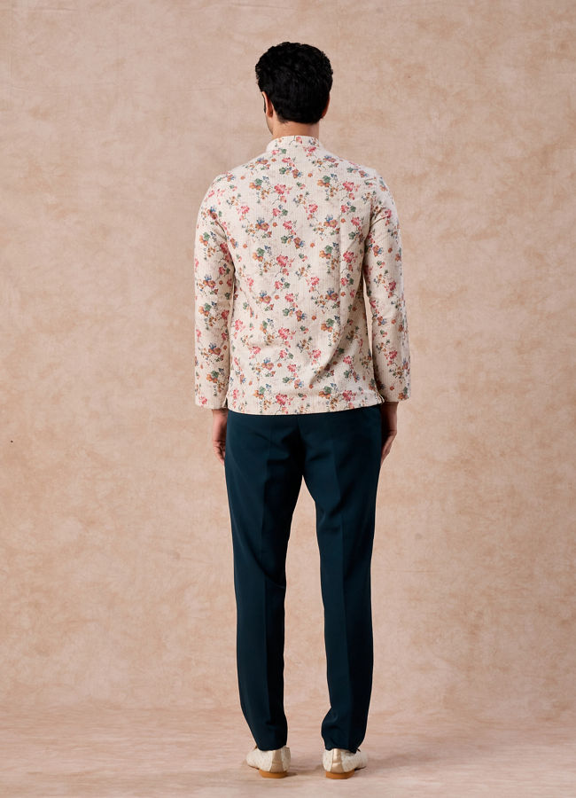 Manyavar Men Beige Charm Cotton Short Kurta