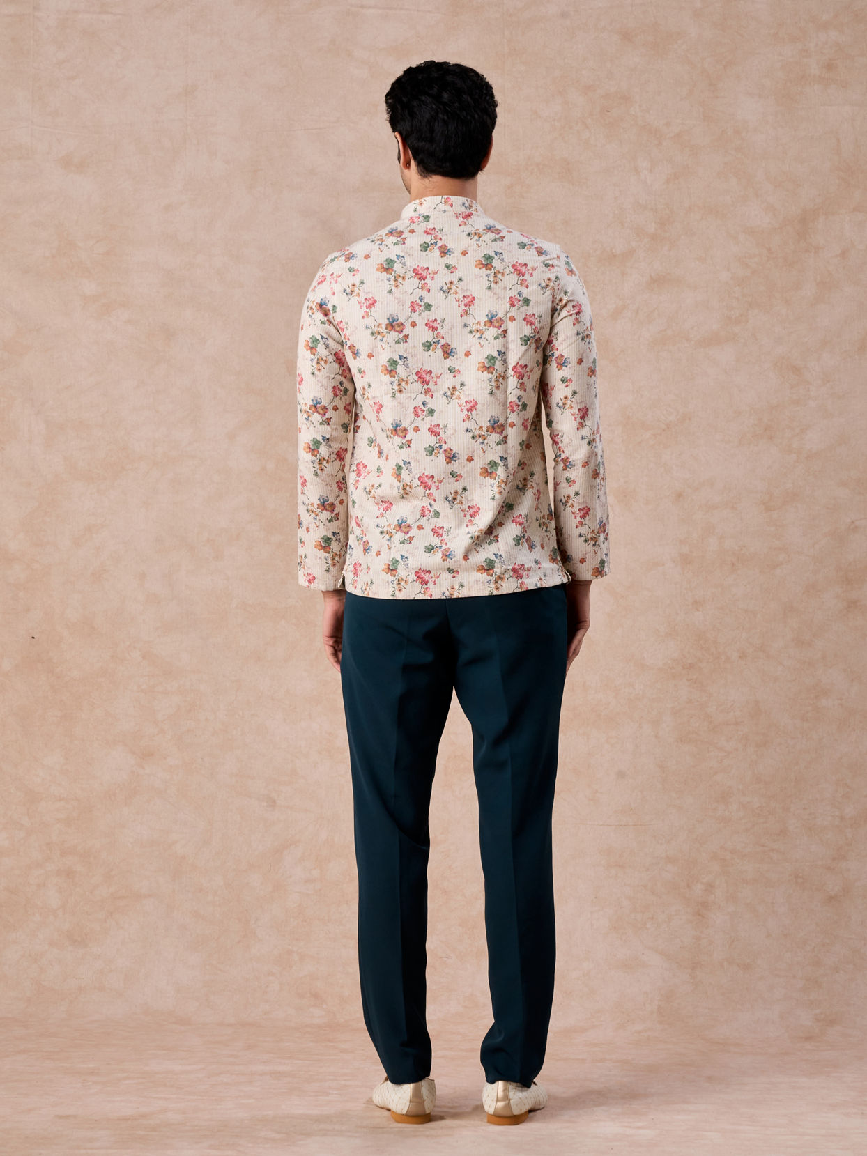 Manyavar Men Beige Charm Cotton Short Kurta