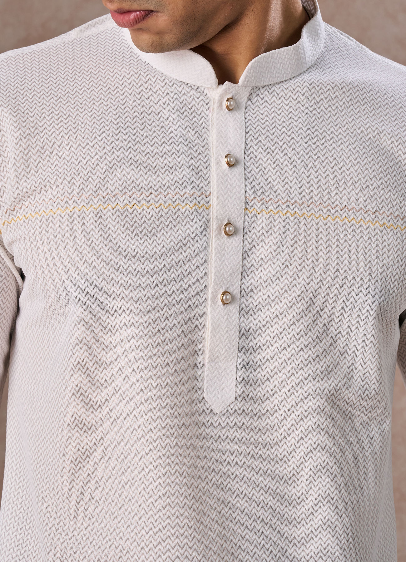 Manyavar Men Classic White Short Kurta