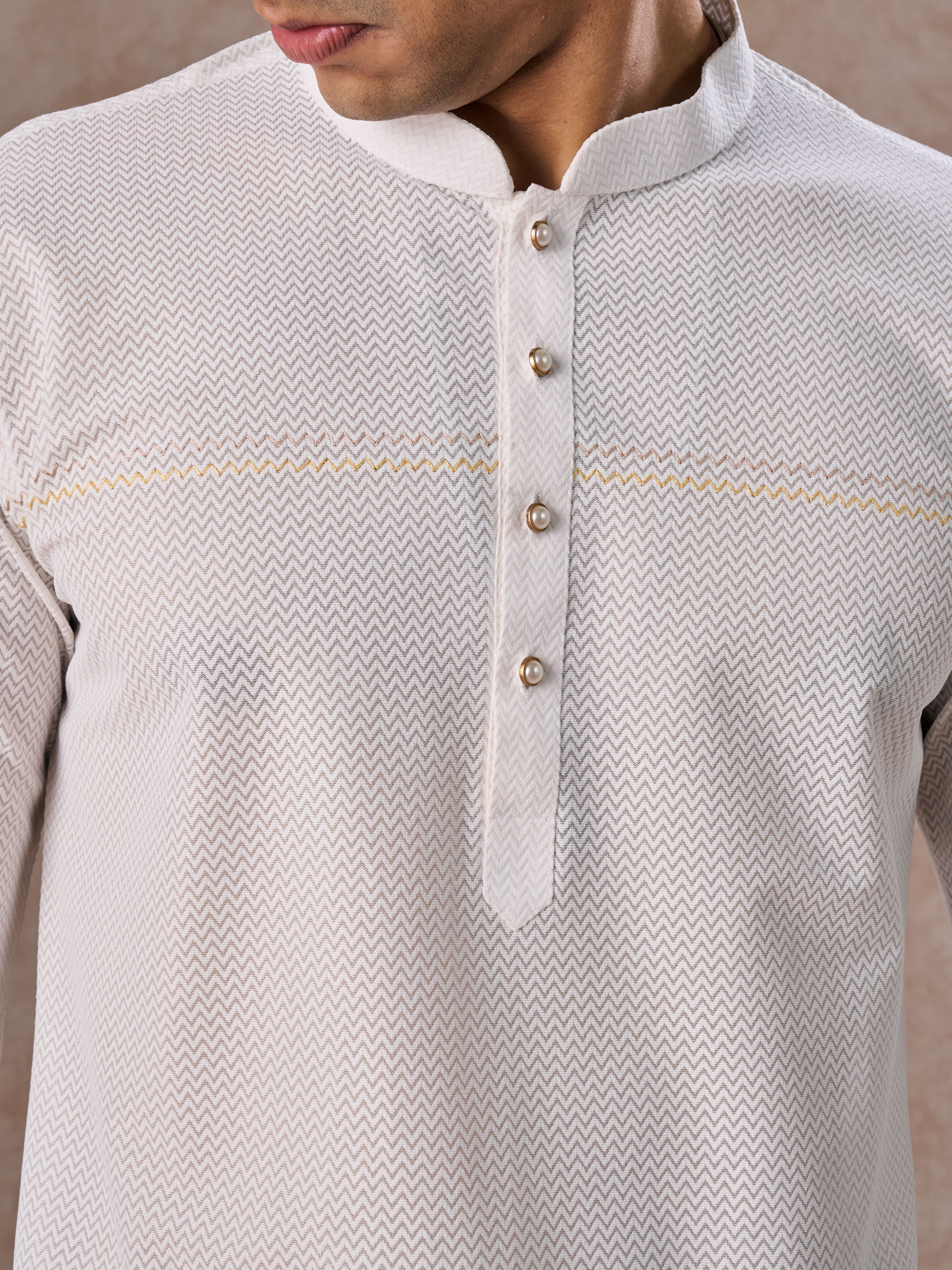 Manyavar Men Classic White Short Kurta