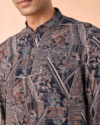 Manyavar Men Dark Blue Elegance Short Kurta