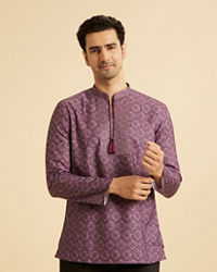 Manyavar Men Elegant Purple Short Kurta