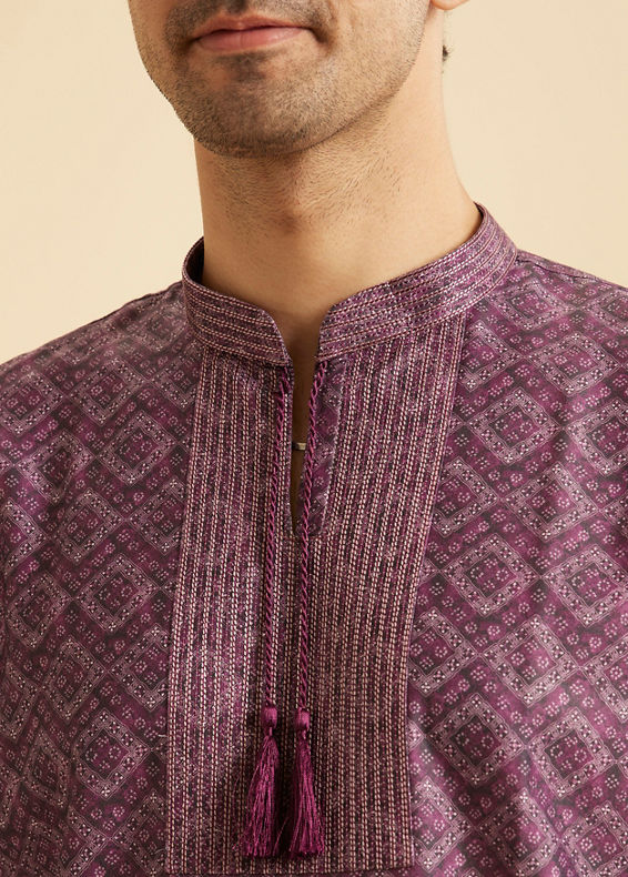 Manyavar Men Elegant Purple Short Kurta