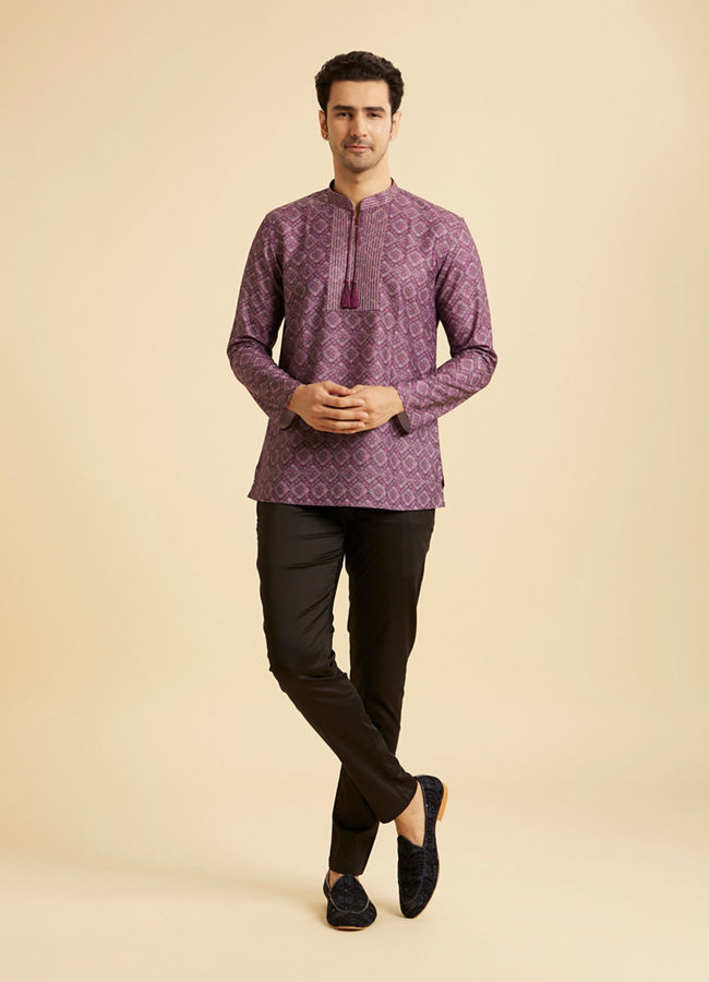 Manyavar Men Elegant Purple Short Kurta