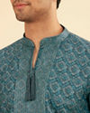 Manyavar Men Vibrant Teal Blue Short Kurta