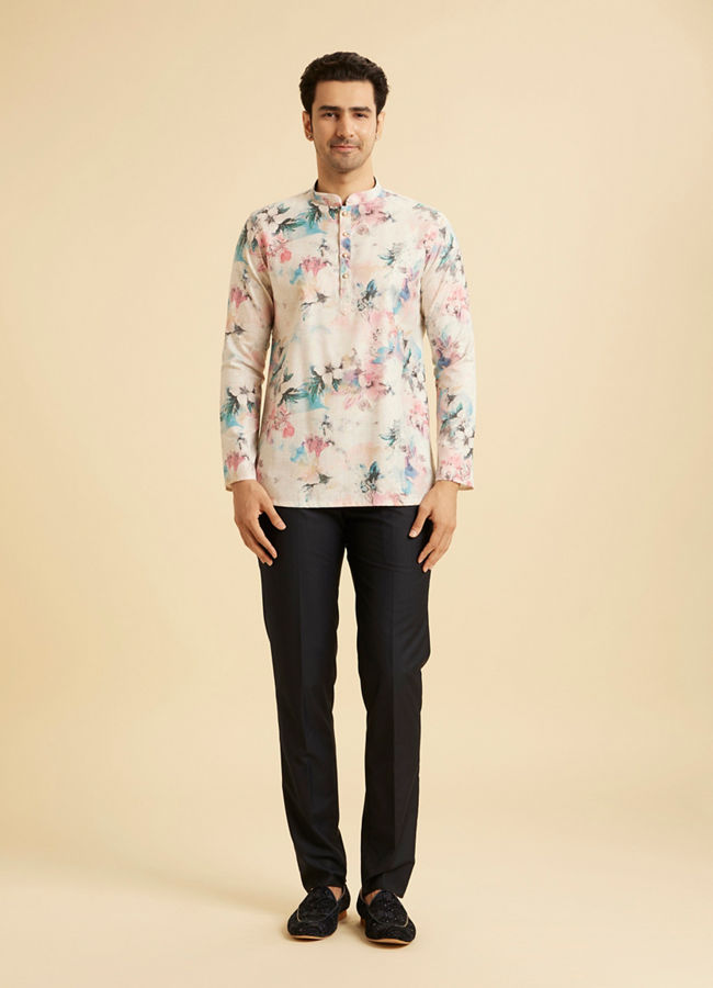 Manyavar Men Warm White Cotton Delight Kurta