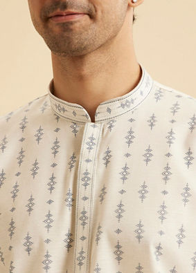 Manyavar Men White Bliss Short Kurta