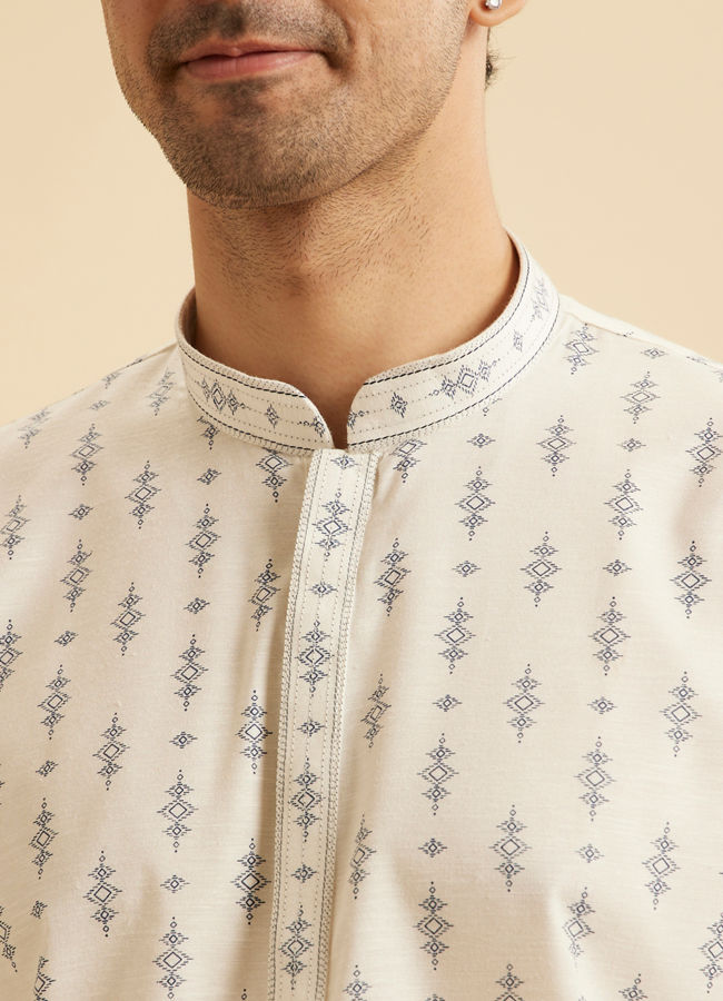 Manyavar Men White Bliss Short Kurta