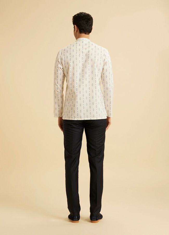 Manyavar Men White Bliss Short Kurta