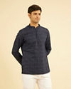 Manyavar Men Ravishing Dark Blue Short Kurta