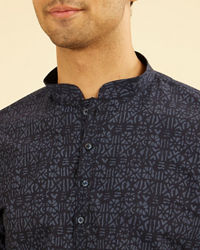Manyavar Men Ravishing Dark Blue Short Kurta