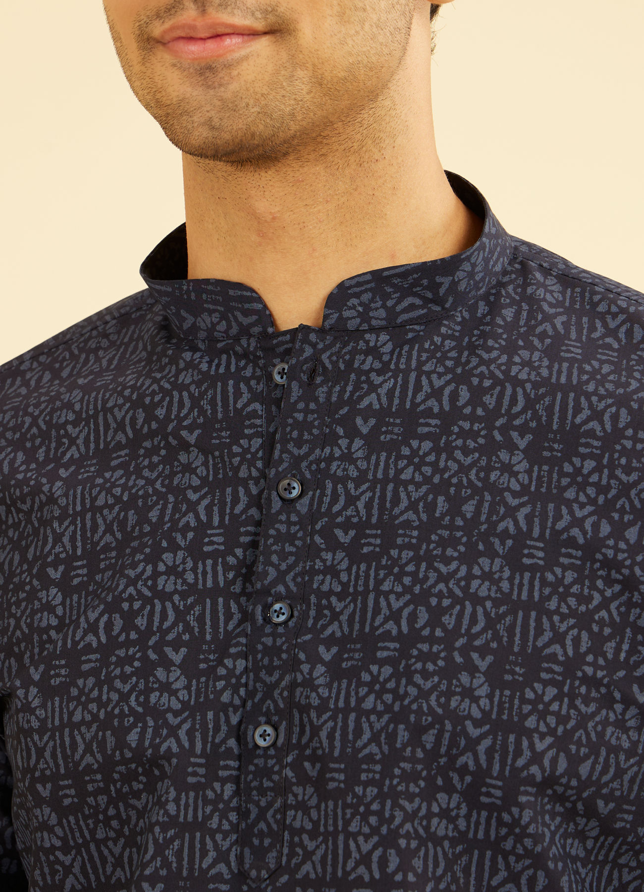 Manyavar Men Ravishing Dark Blue Short Kurta