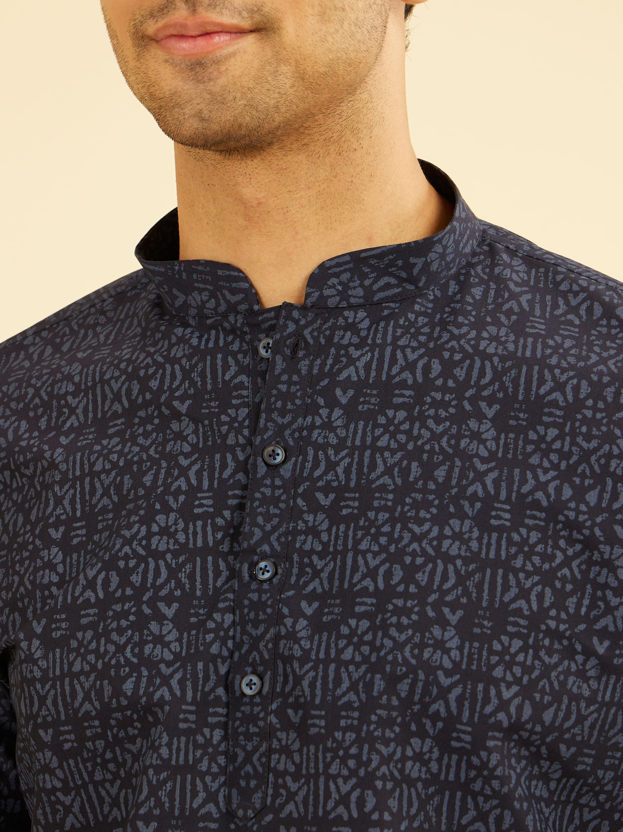 Manyavar Men Ravishing Dark Blue Short Kurta