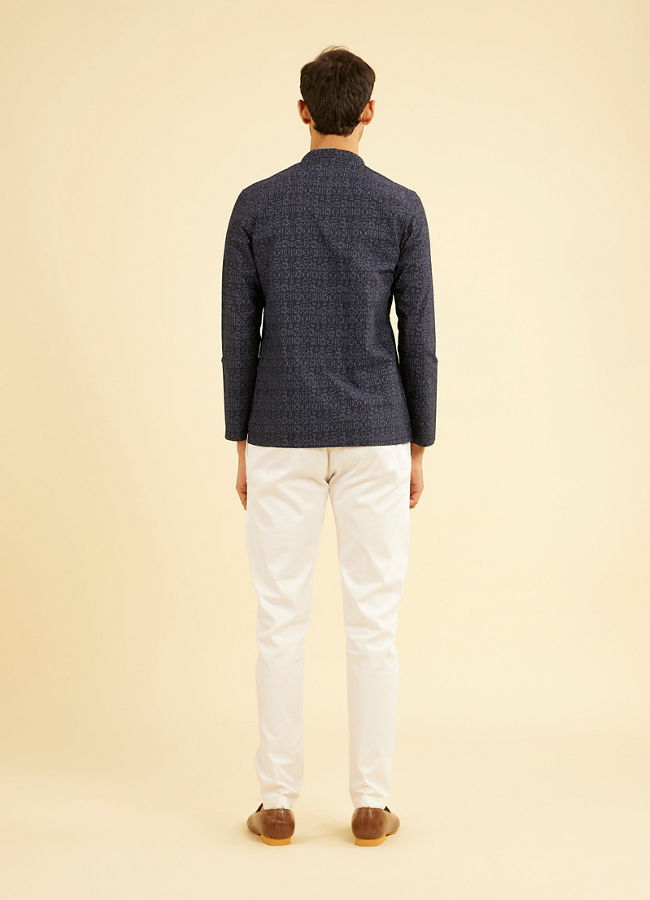 Manyavar Men Ravishing Dark Blue Short Kurta