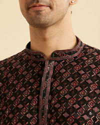 Manyavar Men Elegant Black Viscose Short Kurta