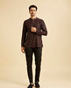 Manyavar Men Elegant Black Viscose Short Kurta