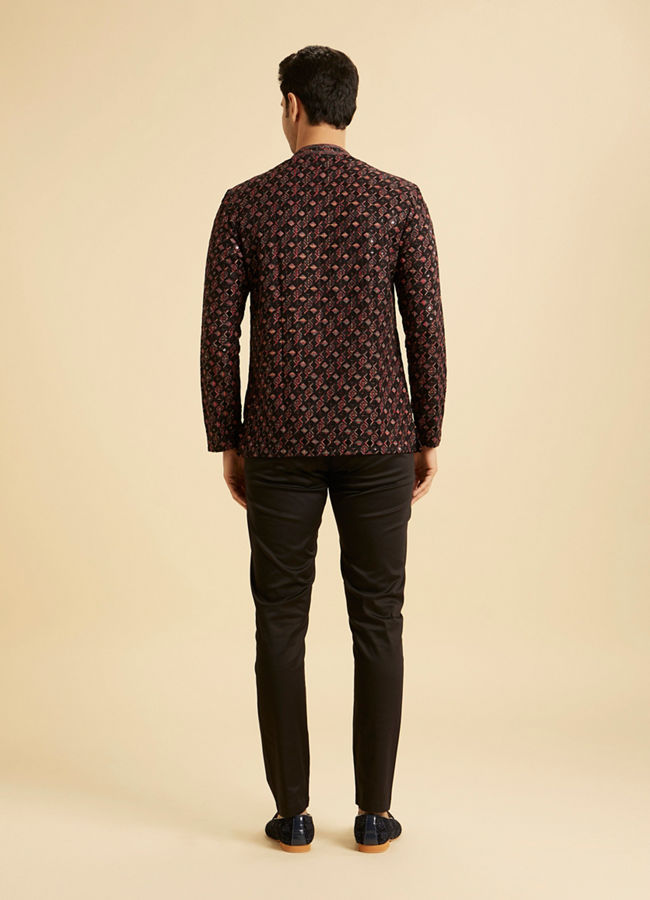 Manyavar Men Elegant Black Viscose Short Kurta