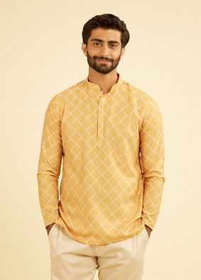 Manyavar Men Mustard Glow Short Kurta