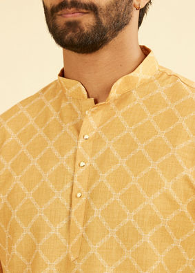 Manyavar Men Mustard Glow Short Kurta