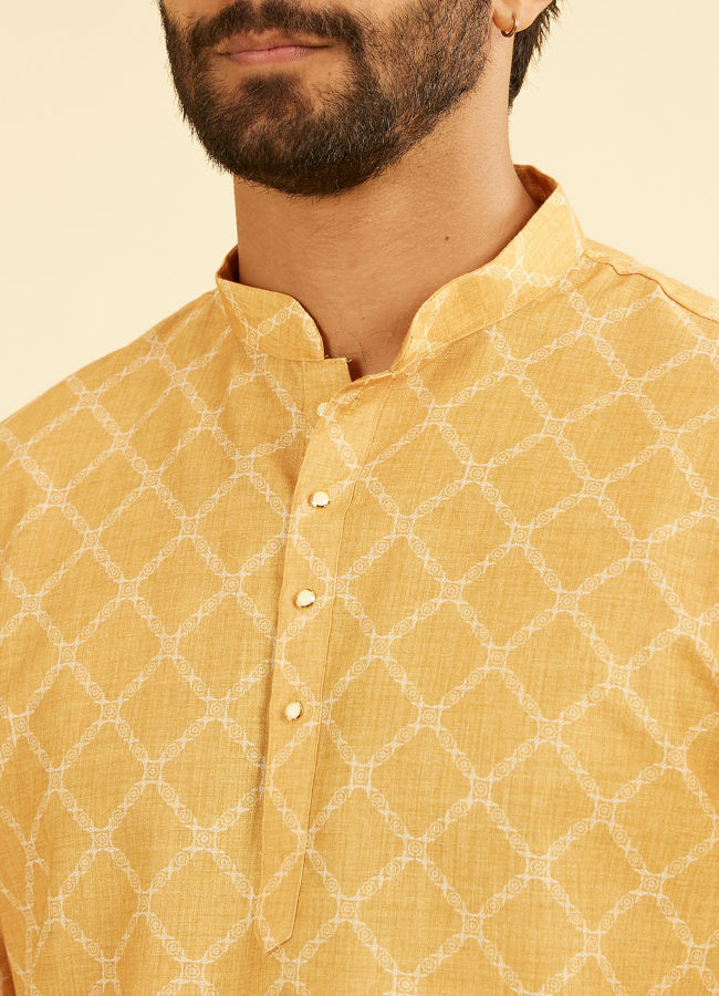 Manyavar Men Mustard Glow Short Kurta