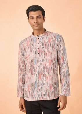 Manyavar Men Cream Cotton Short Kurta