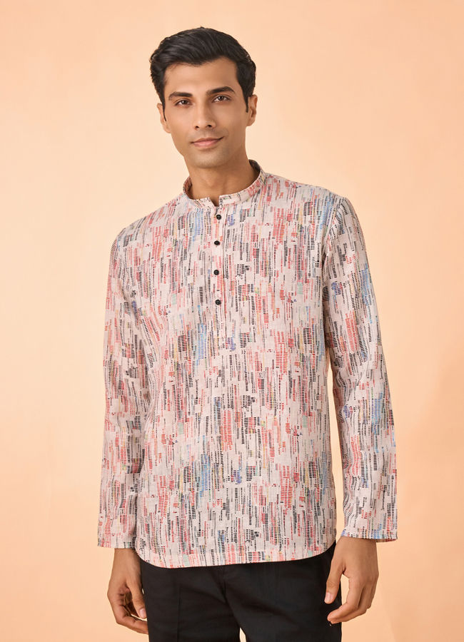 Manyavar Men Cream Cotton Short Kurta