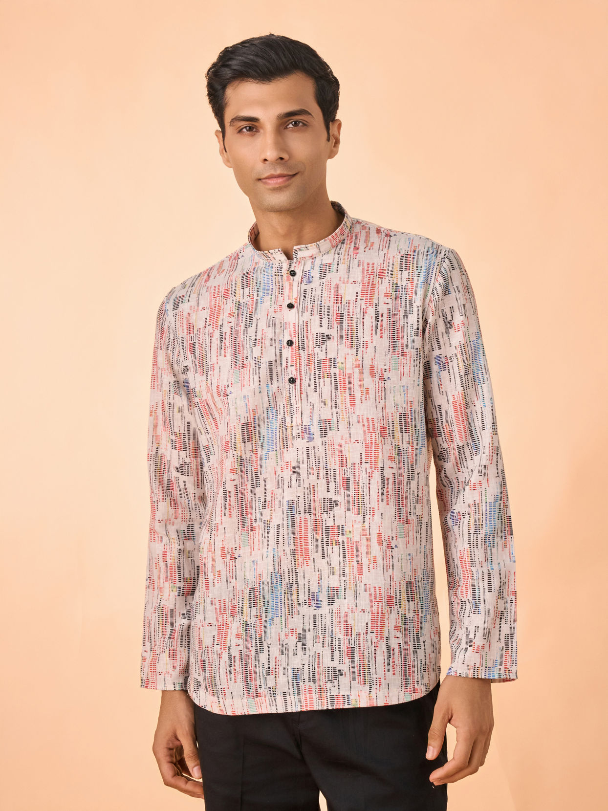 Manyavar Men Cream Cotton Short Kurta