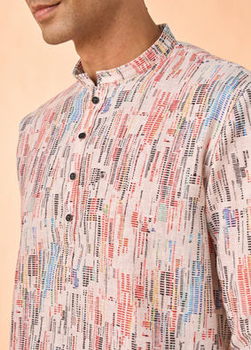 Manyavar Men Cream Cotton Short Kurta