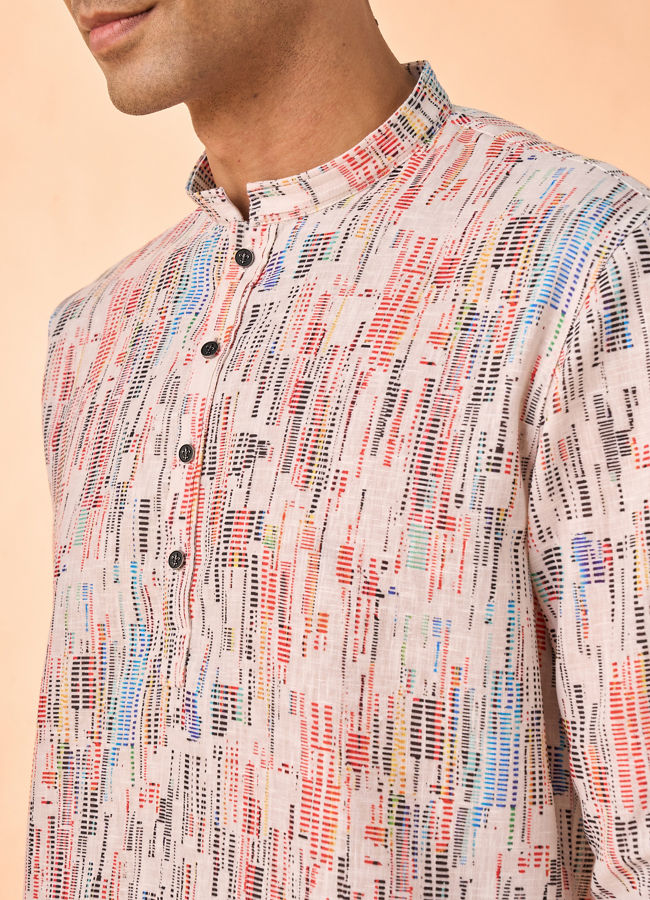Manyavar Men Cream Cotton Short Kurta