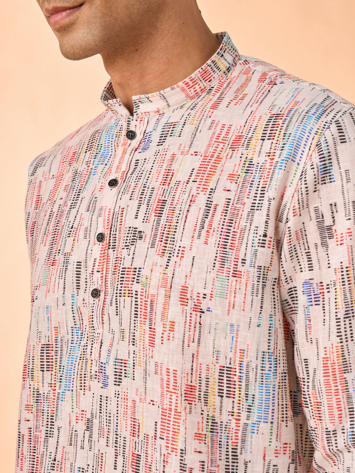 Manyavar Men Cream Cotton Short Kurta